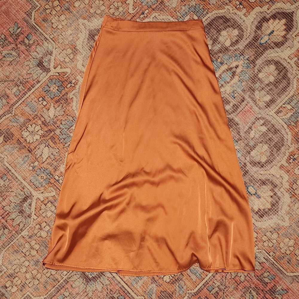 Elegant Orange Midi Skirt